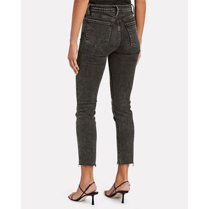 Women's FRAME Le Sylvie slender straight rockstarJeans, Size 31, Black